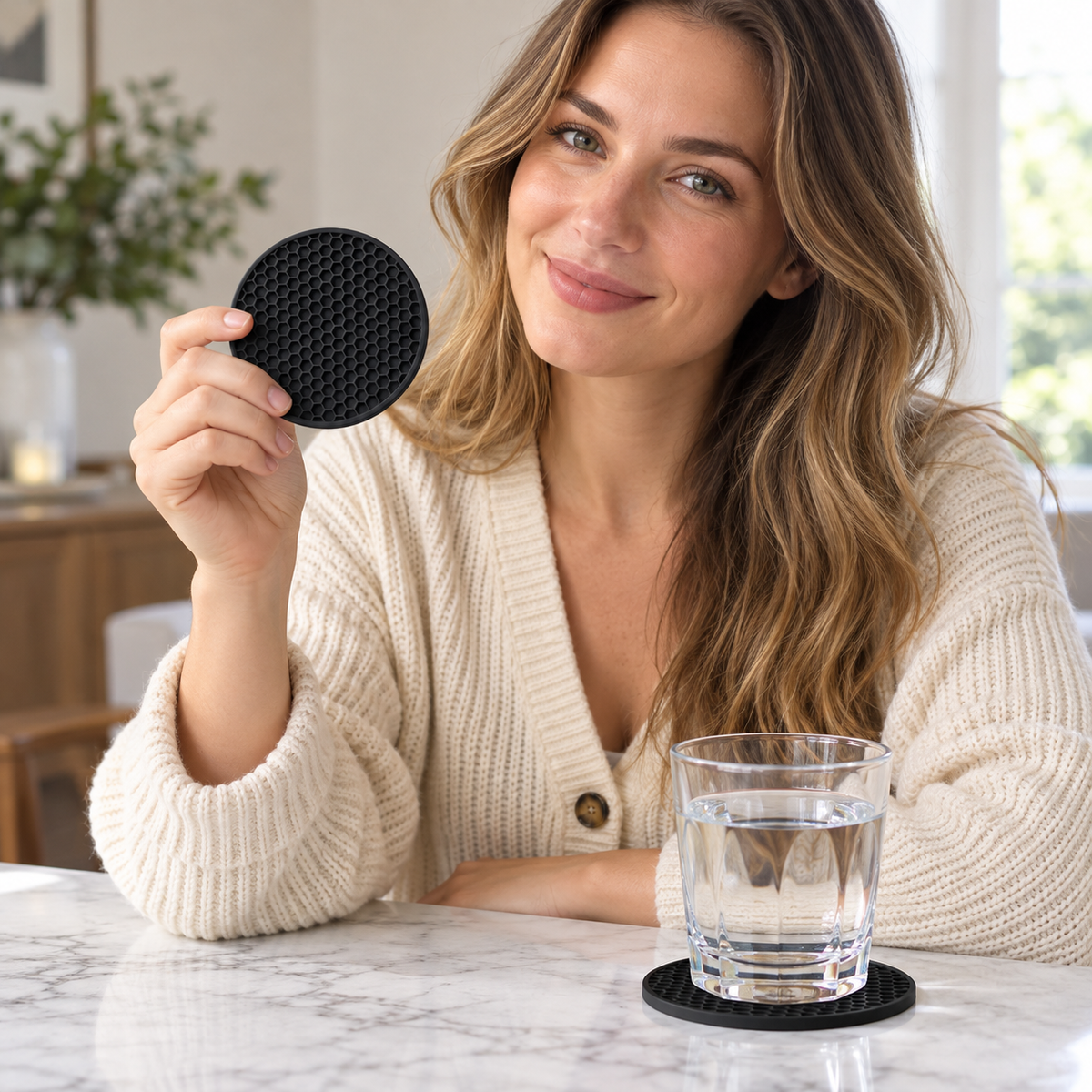 ☕ Everyday Comfort | Honeycomb Round Coasters | Modern Table Protection