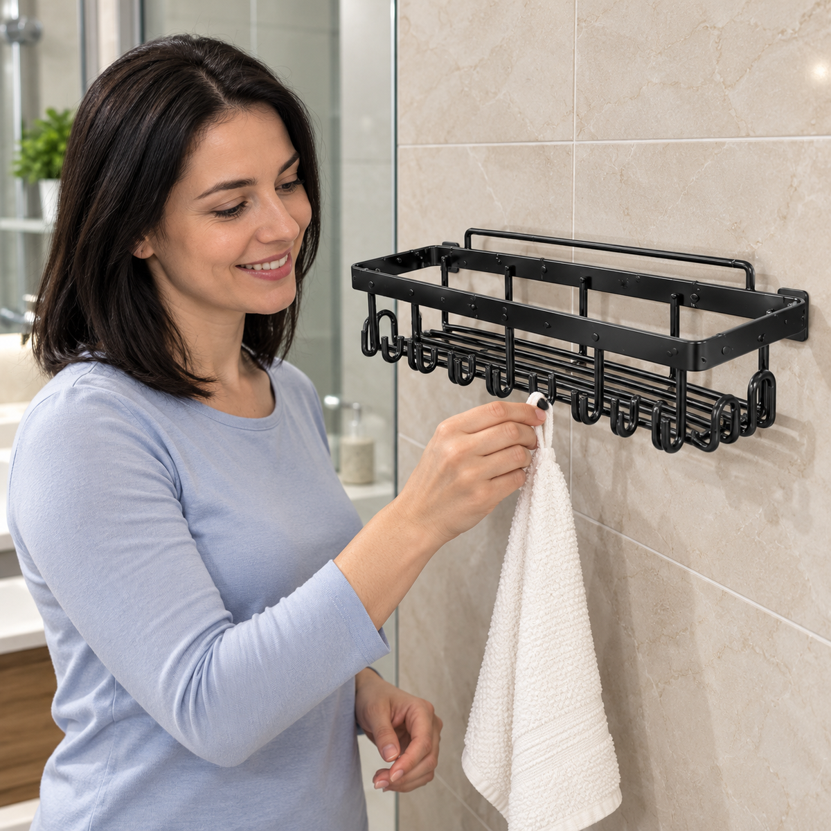 ๐ฟ Space-Saving | Wall-Mounted Metal Storage Rack | Multi-Functional Organizer with Hooks