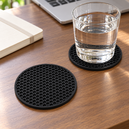 ☕ Everyday Comfort | Honeycomb Round Coasters | Modern Table Protection