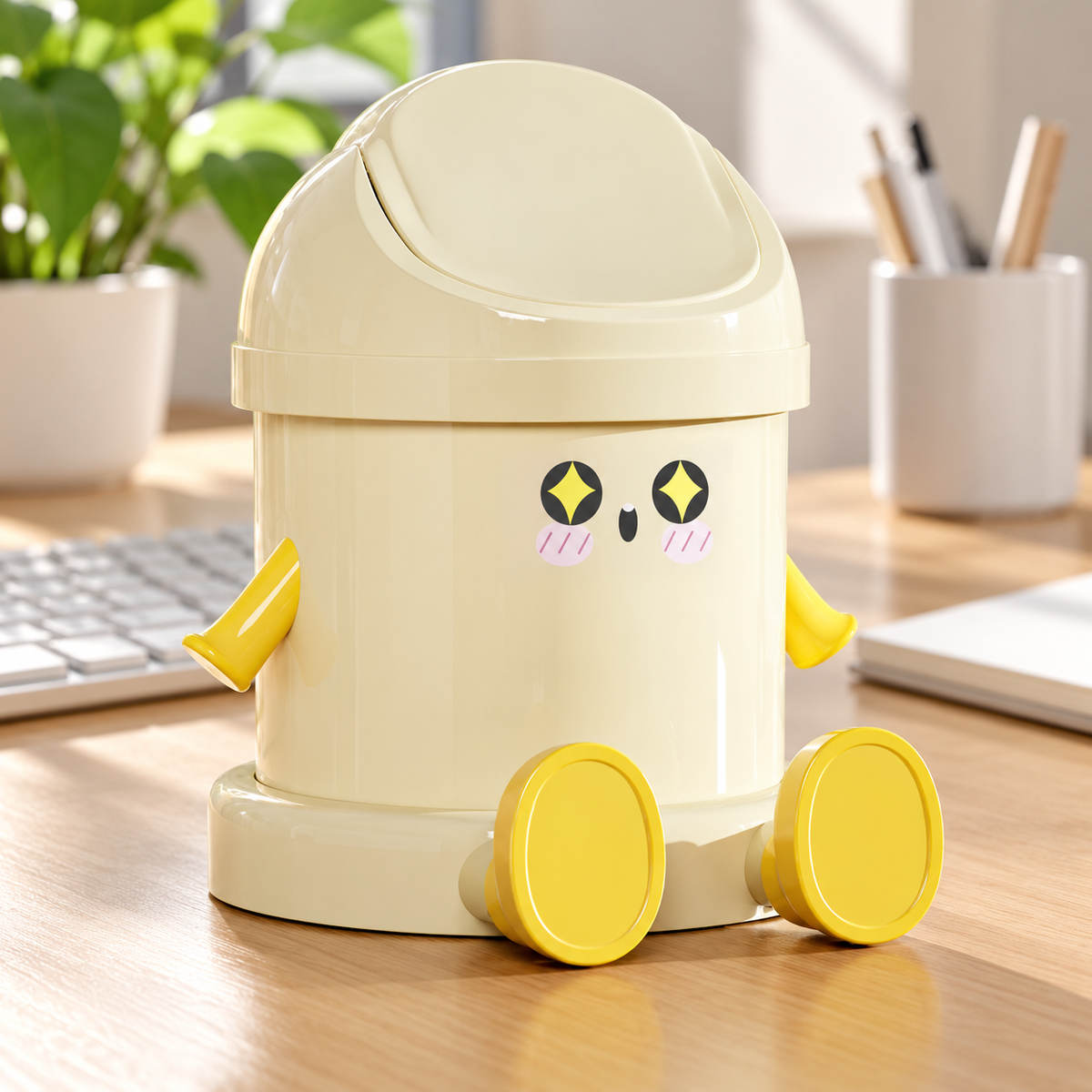 🌼 Cute & Practical | Cartoon Mini Desktop Trash Can | Adorable Tabletop Waste Bin