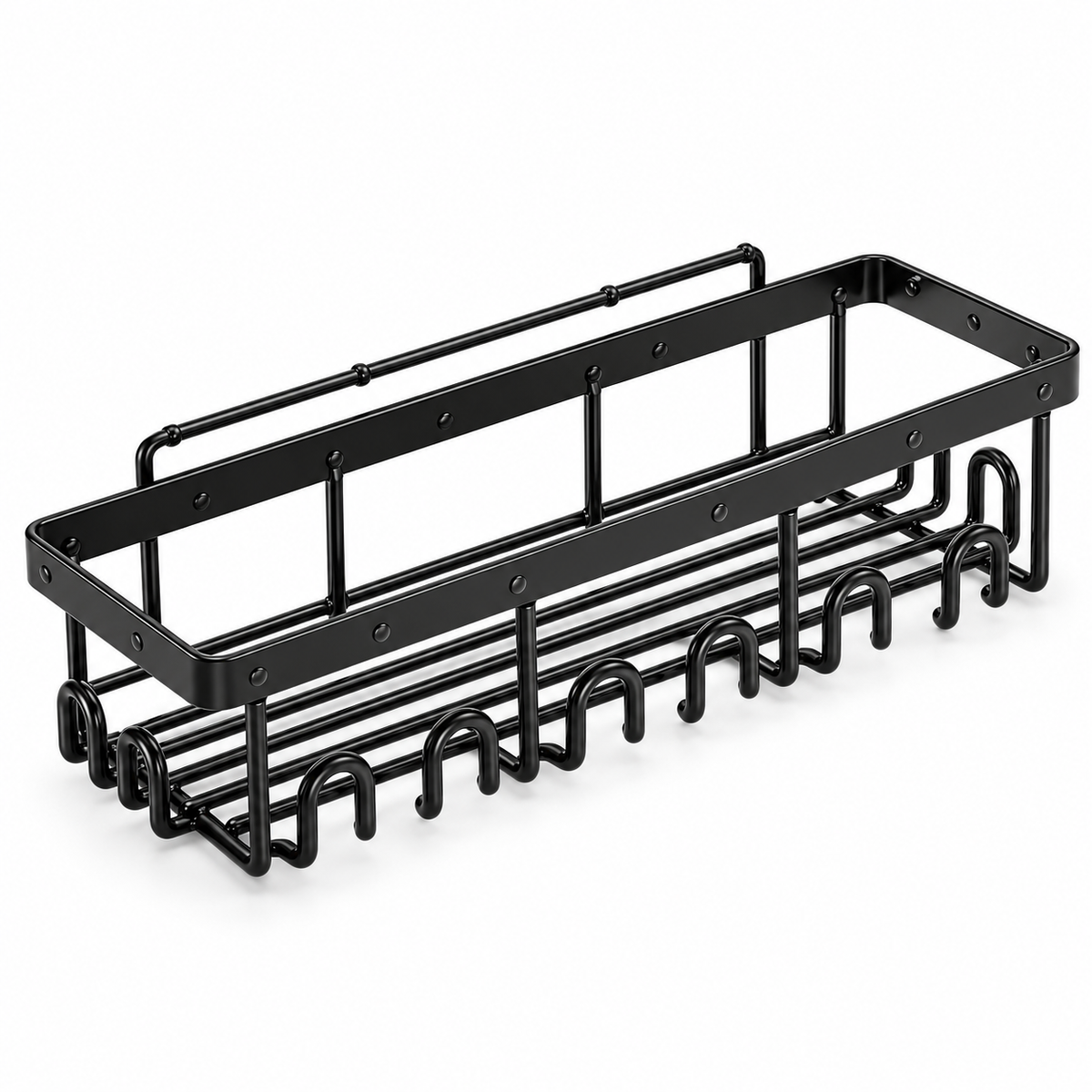 🚿 Space-Saving | Wall-Mounted Metal Storage Rack | Multi-Functional Organizer with Hooks