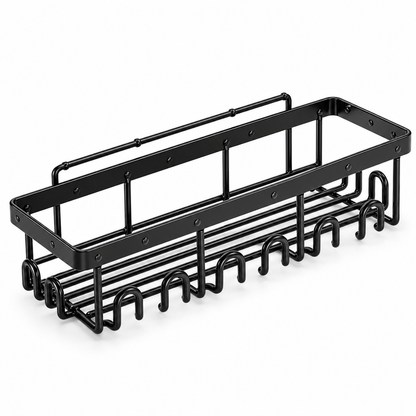 🚿 Space-Saving | Wall-Mounted Metal Storage Rack | Multi-Functional Organizer with Hooks