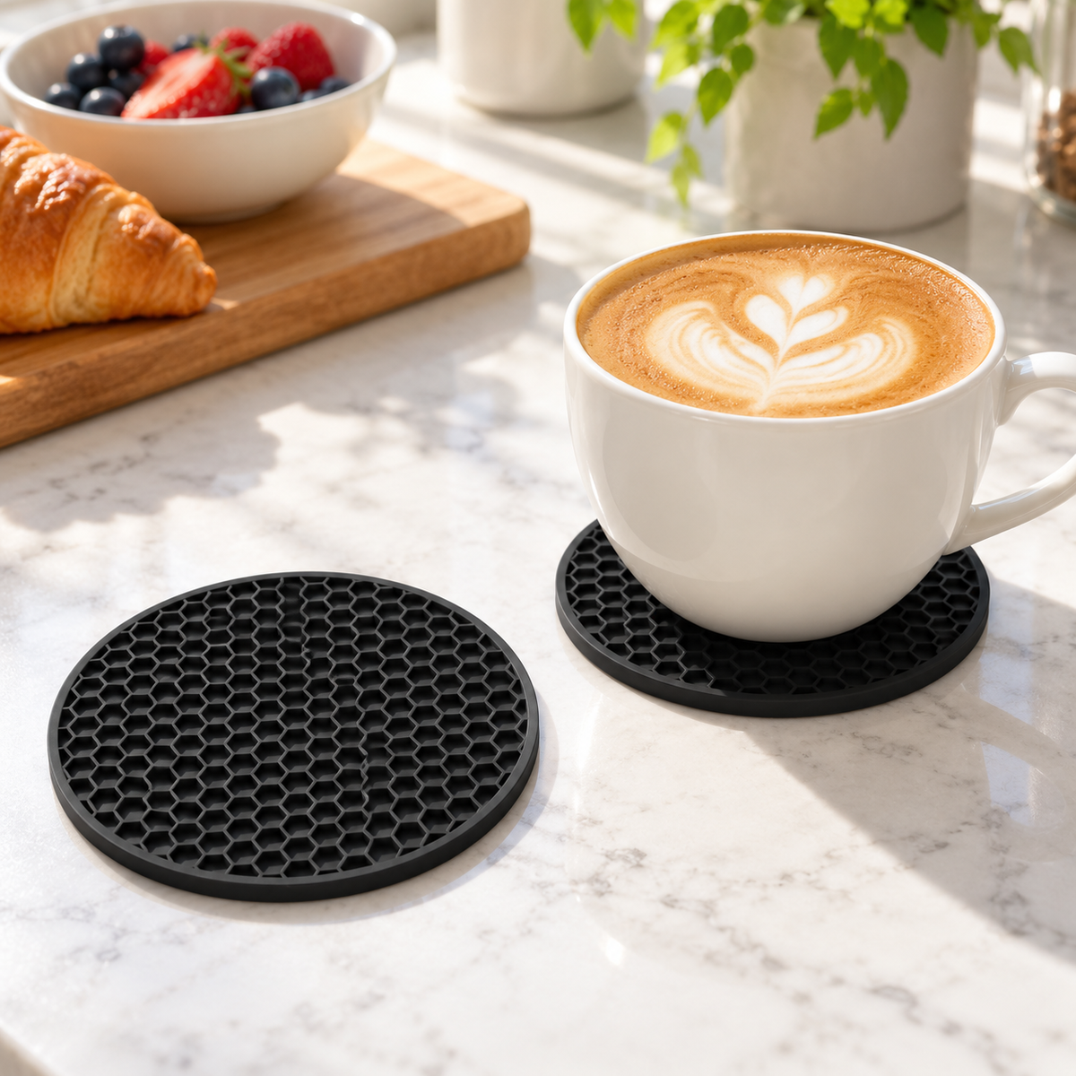 ☕ Everyday Comfort | Honeycomb Round Coasters | Modern Table Protection