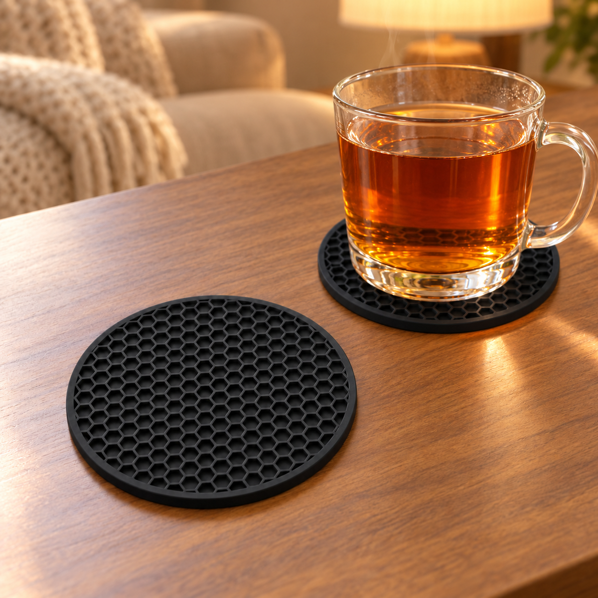 ☕ Everyday Comfort | Honeycomb Round Coasters | Modern Table Protection