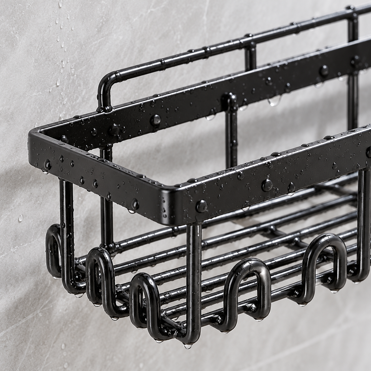 🚿 Space-Saving | Wall-Mounted Metal Storage Rack | Multi-Functional Organizer with Hooks