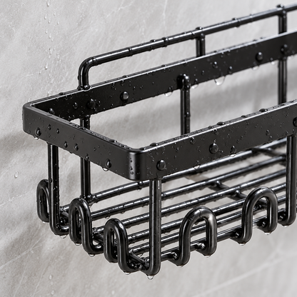 🚿 Space-Saving | Wall-Mounted Metal Storage Rack | Multi-Functional Organizer with Hooks